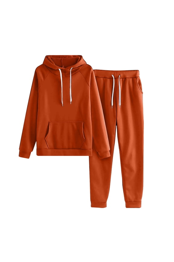 Women's Solid Tracksuits Set Hooded Pullover Sweatshirt and Sweatpants Long Sleeve 2 Piece Joggers Outfits