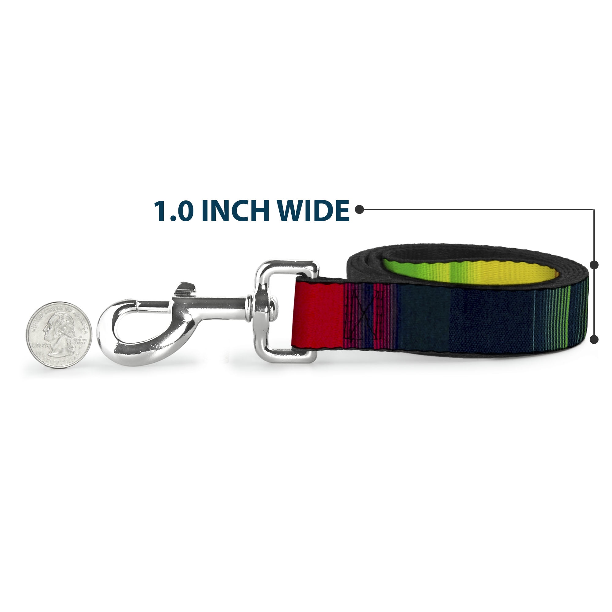 Buckle-Down Pet Leash, Dog Leash, Zarape Vertical Rasta, 6 Feet Long 1.0 Inch Wide