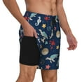 thumbnail image 2 of Kdxio Sea Creatures Print Men's Swim Trunks with Compression Liner 7 Inch Inseam Quick Dry Swim Shorts, 2 of 7