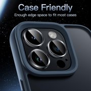 JETech Camera Lens Protector for iPhone 15 Pro 6.1-Inch and iPhone 15 Pro Max 6.7-Inch, 9H Tempered Glass Metal Individual Ring Cover, HD Clear, 3-Pack (Space Black)