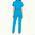 thumbnail image 4 of WULMLEO Womens Scrub Sets 2 Piece V Neck Stretch Scrubs Outfits Medical Short Sleeve Spring Nurse Uniform Tops and Pants Soft Comfortable Fashion Petite Nursing Workwear Sky Blue XL, 4 of 5