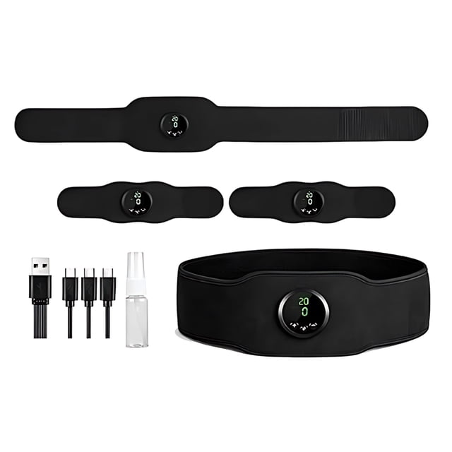 SIYTUAU Adjustable Toning Belt For Core Muscle Firming And Strengthening Workout Equipment With 12 Modes And 19 Intensity Levels Including Belt Arm Stickers And Usb Cable