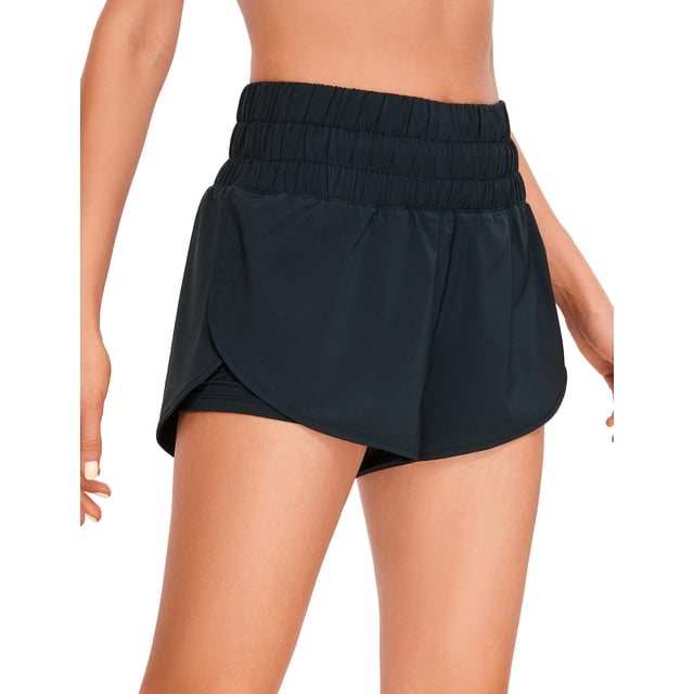 Shorts CRZ YOGA 2 en 1 con abertura alta y bolsillo azul marino XL