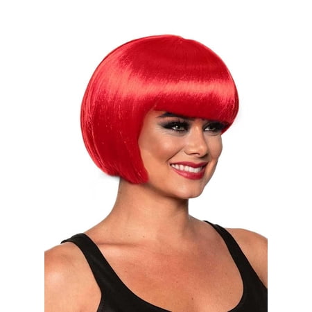 Fiykzur Bob Cut Wig for Adults - Red Synthetic Costume Wig, Perfect for Halloween Parties & Dress-Up