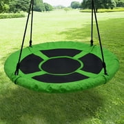 Tree Swing Chair Oxford Web Net Round Hanging Rope Tire Saucer for Kids Outdoor，Green