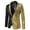 Gold, variant on IROINNID Men's Long Sleeve V-Neck Blazer Notch Lapel Short Jacket Contrast Color Loose Color Matching Sequin Suit, One Button Dress, Performance Suit, Collar Suit Jacket Coat Blazer