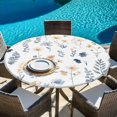 thumbnail image 6 of Blue Yellow Spring Floral Round Tablecloth, Fitted Table Cover with Elastic for 55"-60" Round Tables, Watercolor Botanical Flowers Table Cloth Outdoor Indoor Dinning Party Waterproof Tablecloths, 6 of 7