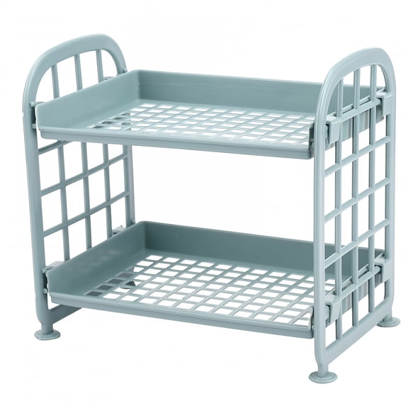 LAMIRO Bathroom 2-Tier Plastic 8.66" x 5.5" x 7.9" Shelf Unit,Nordic Blue