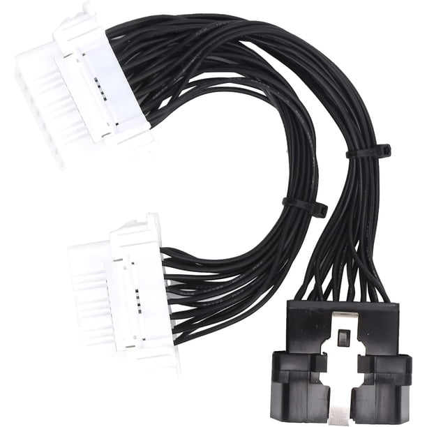 Cable de extensión de diagnóstico, 16 pines, 0,5 m/1,64 pies, ABS, 12-24 V, adaptador de extensión OBD2 macho a hembra, cable de extensión OBD 2, cable de transferencia OBD uno a dos de 16 pines