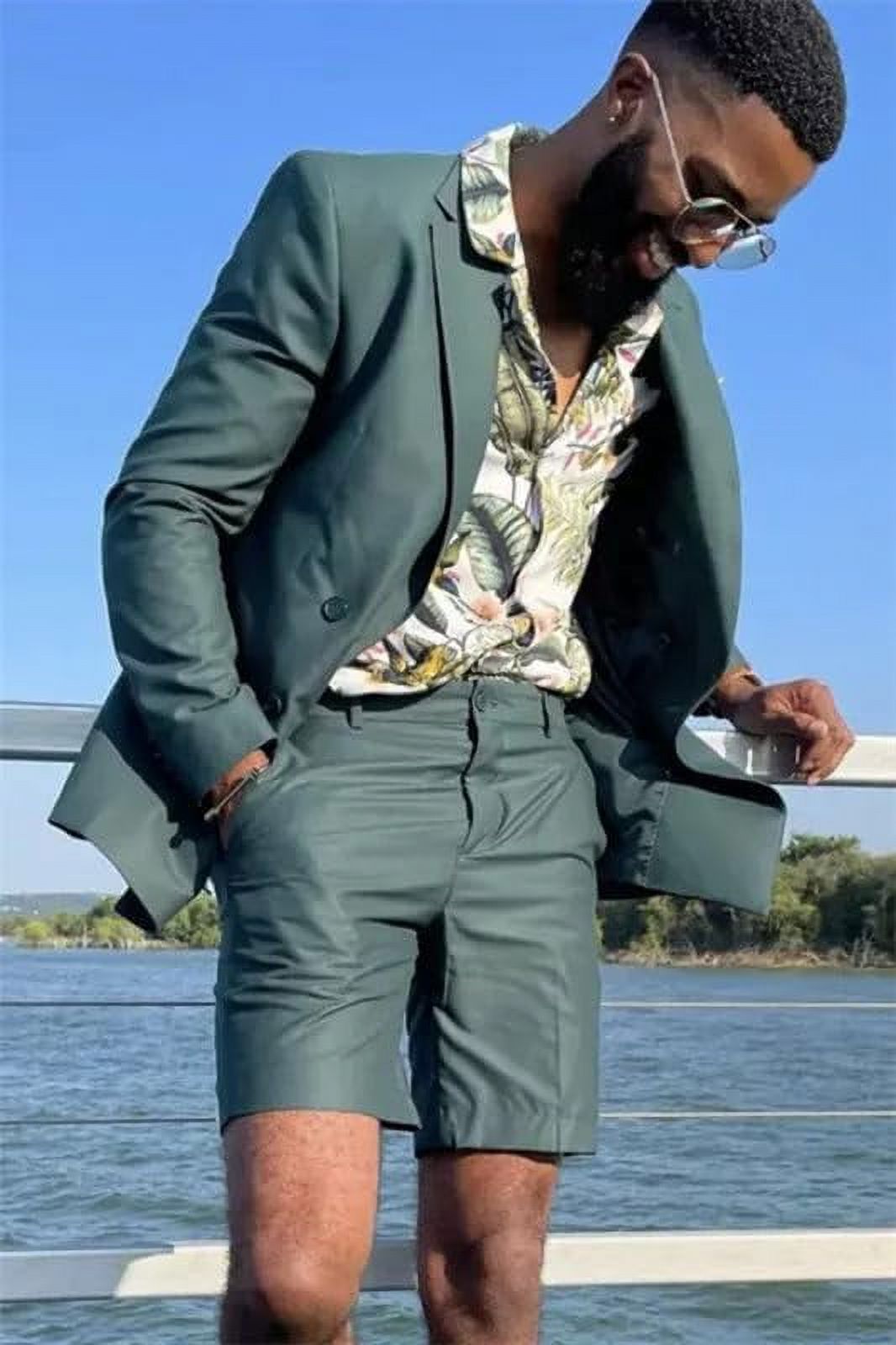 ETHAN Mens Shorts Suits for Summer Beach Wedding 2 Piece Slim Fit Blazer and Short Pants Suit for Young Mens XS Walmart