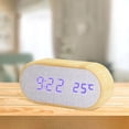 thumbnail image 5 of Gnmfd Digital Wooden Alarm Clock, Round Desk LED Clock with 4 Alarms Sound Control, Adjustable Brightness 50-100%, 12/24 Hour Display, USB Battery Backup Clock for Bedroom Office Table, 5 of 7