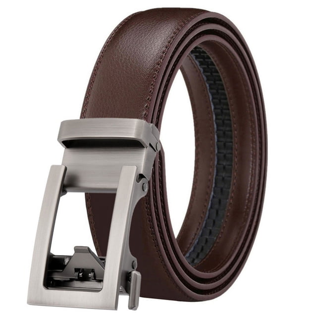 Cinturón de cuero para hombre con hebilla hueca de 3,1 cm, cinturón con hebilla automática, sencillo, de dos capas, de piel de vaca, de comercio exterior