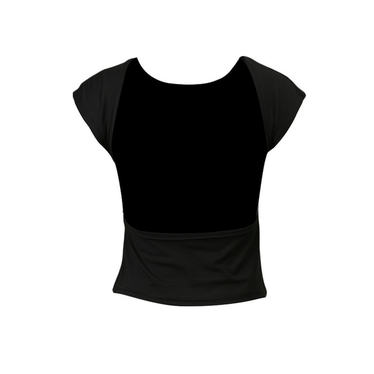 Women's Sexy Backless Short Sleeve Crop Top T-Shirt Cut Out Slim Fit Blouse  Tops Front Back Reversible Cropped Tees (Black, S) at  Women's  Clothing store