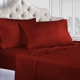 thumbnail image 1 of BNM 300 Thread Count Egyptian Cotton Stripe Sheet Set, Twin, Burgundy, 1 of 8
