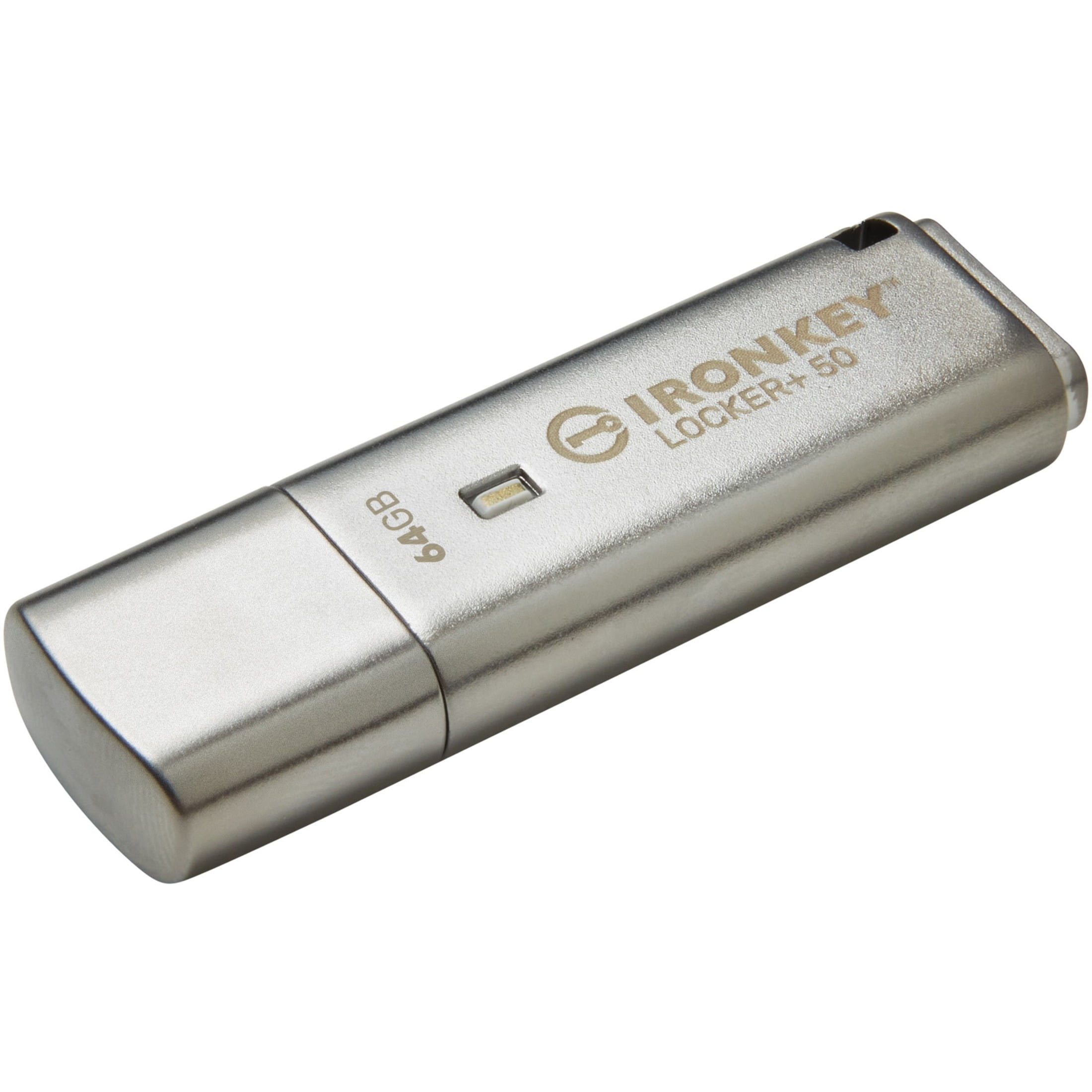 Kingston IronKey Locker+ 50 64GB USB 3.2 Gen 1 Flash Drive - 256-bit AES Encryption, 145MB/s Read and 115MB/s Write Speed