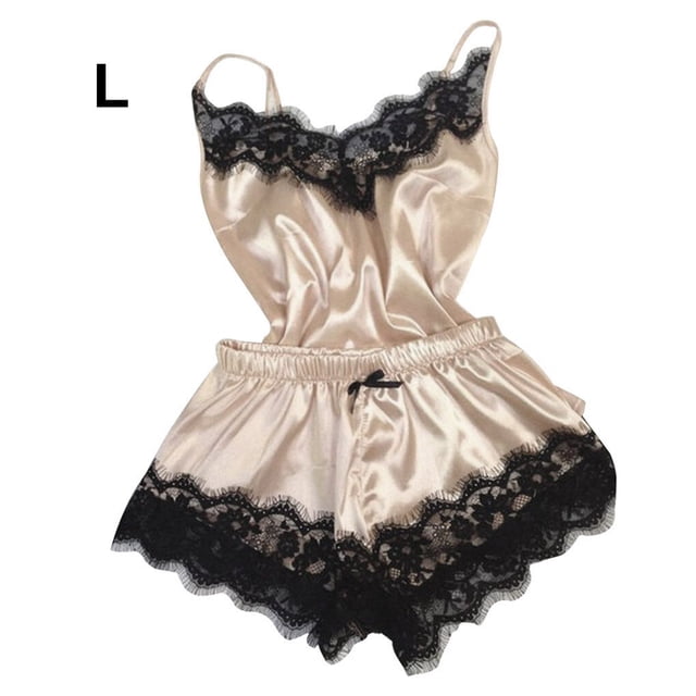 tredstone Femmes Sexy Dentelle Mesh Pyjama Ensemble Réglable Bandoulière Haut et Short