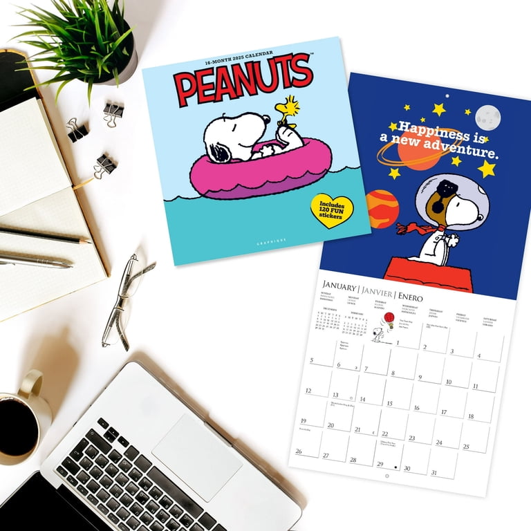 Graphique 2025 'A Fresh Start' Wall Calendar - 12"x12", Thick Paper, Monthly Grid, 3 Languages, Holiday Marks