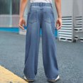 thumbnail image 5 of Cdudpw Boys Baggy Jeans for Kids Teen Casual Straight Wide Leg Cargo Loose Elastic Waist Denim Pants with Pockets Streetwear, 5 of 5