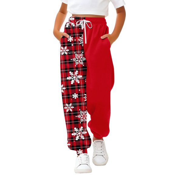 XQYLOS Boys Girls Christmas Sweatpants Straight Leg Baggy Joggers Elastic Waist 𝖣rawstring Holiday Pants 3-14 Years