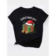 thumbnail image 4 of Camiseta para mujer veranoFestive Christmas Gift Graphic T-Shirt - 100% Polyester Casual Crew Neck Tee with Medium Stretch - Seasonal Santa Hat & Green Present Design - Women's Spring/Summer/Fall To, 4 of 8