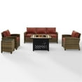 thumbnail image 4 of Afuera Living 5-Piece Wicker / Rattan Patio Fire Pit Sofa Set in Red/Brown, 4 of 9