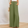 thumbnail image 2 of Tuphregyow Women's High Waist Baggy Wrap Pants Drawstring Fashion with Pockets Pants Trendy Fitting Pleated Wide Leg Leisure Flowy Pants New Style Solid Army Green S, 2 of 9