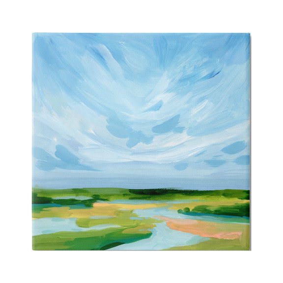 Stupell Industries Modern Stream Landscape Nature Painting Gallery Wrapped Canvas Print Wall Art, 36 x 36