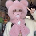 thumbnail image 3 of AJGRHE Winter Hat with Scarf Set Thickened Warm Cute Bear Ear Design Plaid Pattern for Outdoor Activities Casual Daily Wear Light Pink1 One Size, 3 of 4