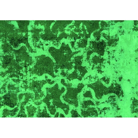 Ahgly Company Indoor Rectangle Oriental Green Modern Area Rugs, 3' x 5'