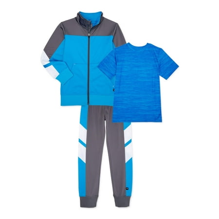Cheetah Boys Tricot Jacket, Joggers and Performance T-Shirt, 3-Piece Athletic Set, Sizes 2T-18 & Husky