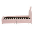 Euroco Upholstery Twin Size Platform Bed, BunnyShaped Bed with 2 Drawers for Kids, Pink