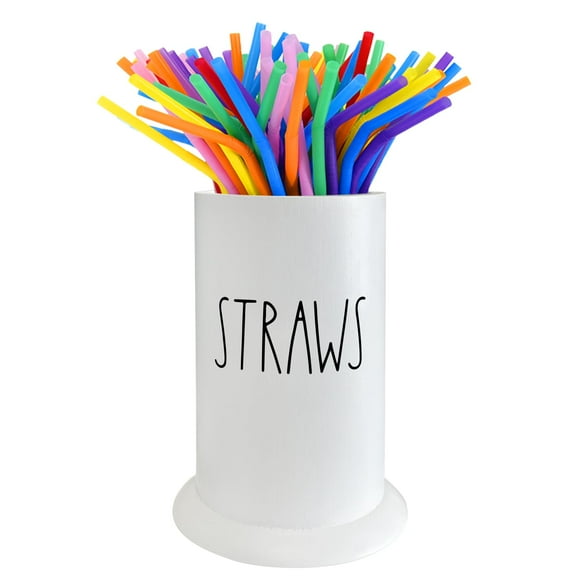 Straw Dispenser for Counter, Bamboo Straw Holder, Coffee Stirrers Holder for Farmhouse Decor, Coffee Bar Accessories and Organizer, Straw Organizer for Kitchen, Coffee Bar, Party