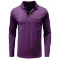 thumbnail image 4 of T-Shirt Men Male Spring Solid Color Lapel Long Sleeve Button Neck Striped Oversized Men's Tall Shirts Purple S, 4 of 4
