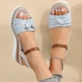 thumbnail image 4 of Oyedens Women's Platform Sandals Fashion Plaid Bowknot High Heels Wedge Espadrilles Dress Sandals, 4 of 7