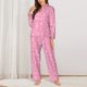 thumbnail image 2 of Balery Snowflake pink backgrounds Conjunto de Pijama con Estampado para Mujer, Conjunto de Dos Piezas con Manga Larga, Ropa de Dormir Suave con Bolsillos, Pijamas Cómodos-Large, 2 of 7