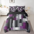 thumbnail image 2 of Feelyou Grey Purple Square Twin Bedding Sets 7-Piece, Retro Abstract Bedding Comforter Set, 2 of 8