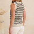 thumbnail image 6 of Women's Striped Knit Sweater Vest Crew Neck Sleeveless Side Split Loose Fit Casual Layering Spring Fall Office Daily Tops 2026, XL, 6 of 6