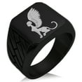 thumbnail image 1 of Stainless Steel Greek Mythology Shpinx Geometric Pattern Biker Style Polished Ring, 1 of 1