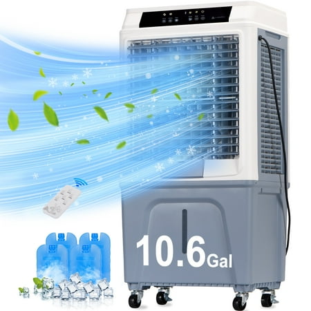 Swamp Cooler, 3288CFM Evaporative Air Cooler with 10.6-Gal Water Tank, Evaporative Cooler with Water Level Alarm, 3 Speeds, 12H Timer, Air Cooler for Indoor Outdoor Patio Garage Use(42IN)