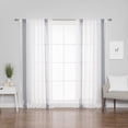 thumbnail image 1 of Quality Home Sheer Faux Linen Stripe Curtains - Rod Pocket - Ivory/Navy - 52" W x 84" L (Set of 2 Panels), 1 of 1