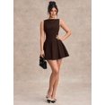 thumbnail image 4 of Coffee Brown Fit & Flare Sleeveless A-Line Mini Dress For Women, 4 of 7