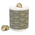 thumbnail image 1 of Ethnic Piggy Bank, Pattern in Contrast Vivid Tones Image, Ceramic Coin Bank Money Box for Cash Saving, 3.6" X 3.2", Avocado Green, by Ambesonne, 1 of 4