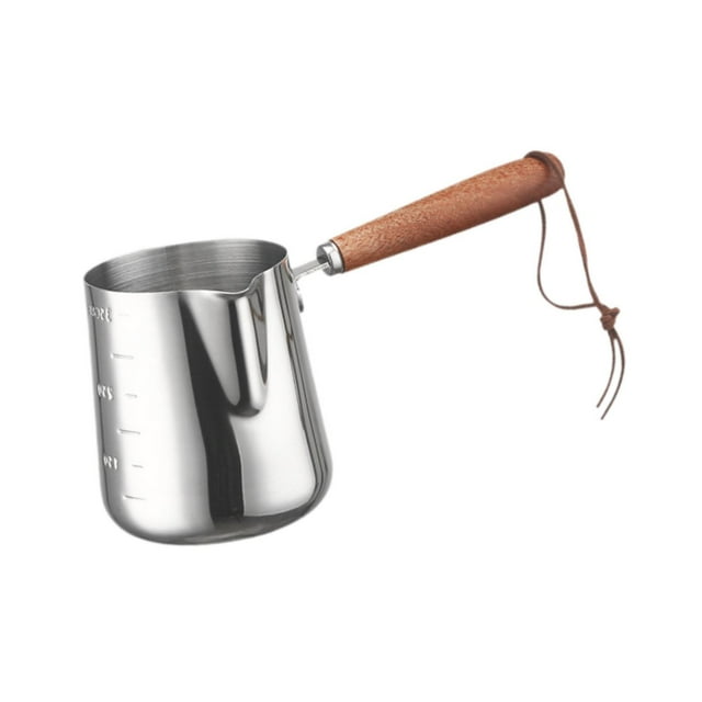 pitrice Turkish Coffee Pot Multifunctional Stainless Steel Household for Bar Kitchen Silver 350ML