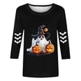 thumbnail image 5 of IDOCLOTHES Halloween Oversized Tshirts for Women Cute Ghost Pumpkin Printed 3/4 Length Sleeve Womens Tops Dressy Casual Graphic Tees T Shirts Women's Fall Fashion Clothing Black, L, 5 of 5