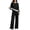 A Black, variant on Two Piece Lounge Sets for Women Color Block Long Sleeve Crewneck Sweatshirt Wide Leg Sweatpants Trendy Vacation Travel Airport Outfits