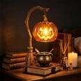 thumbnail image 7 of Halloween Candle Warmer Lamp Witch Broom Design Resin Tabletop Decor Interchangeable Lampshade For Halloween Party Mantel Desk Seasonal Holiday Decoration,A, 7 of 7