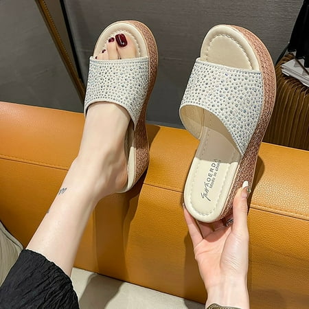 

Cathalem Slippers for Women And Men Quick Drying Women S Fashion Solid See Through Thick Bottom Sandals Cowboy Slippers for Women White 9