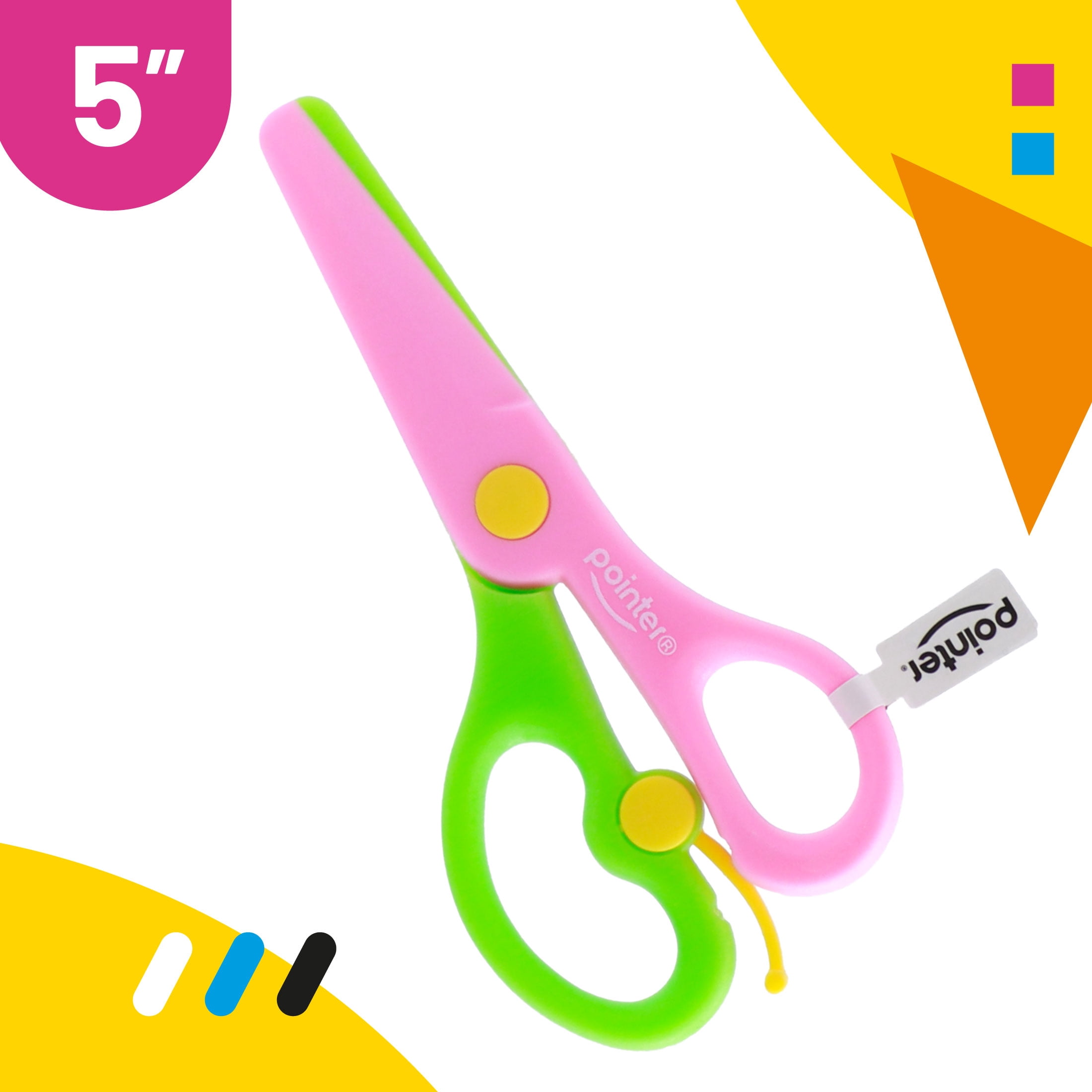 Pointer BlendColor Safety Scissors, 5 inch, Blunt Tip, ABS Plastic, Assorted Colors, 24 Count
