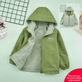 thumbnail image 3 of RUTAYY Teen Boys Girls Hooded Jacket Long Sleeve Solid Color Plush Windbreaker Warm Fall Winter Outdoor Sports Fashion Vacation Coat, 3 of 9