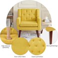 thumbnail image 4 of Accent Reading Chair Button-Tufted Upholstered Comfy Mid Century Modern Chair with Linen Fabric Lounge Arm Chairs for Living Room Bedroom (Yellow), 4 of 14